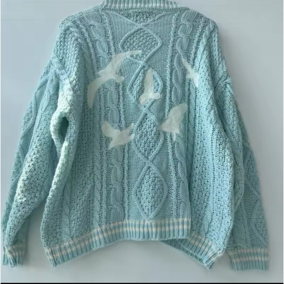 1989 Turquoise Blue Cable inspired Cardigan made famous by Taylor Swift - Picture 6 of 6